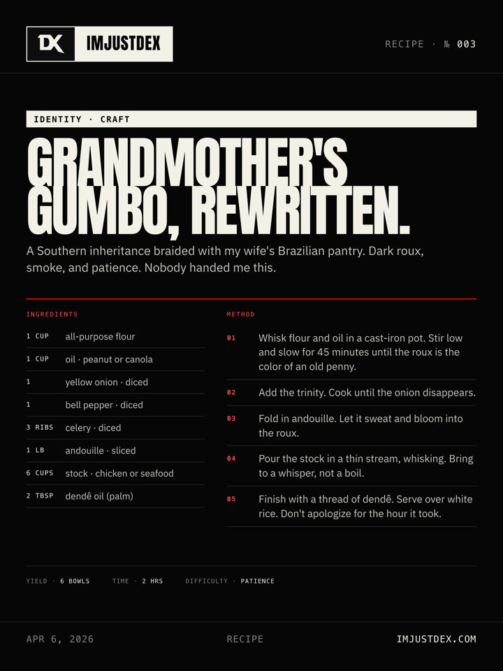 Recipe template — two-column ingredients + method, yield row